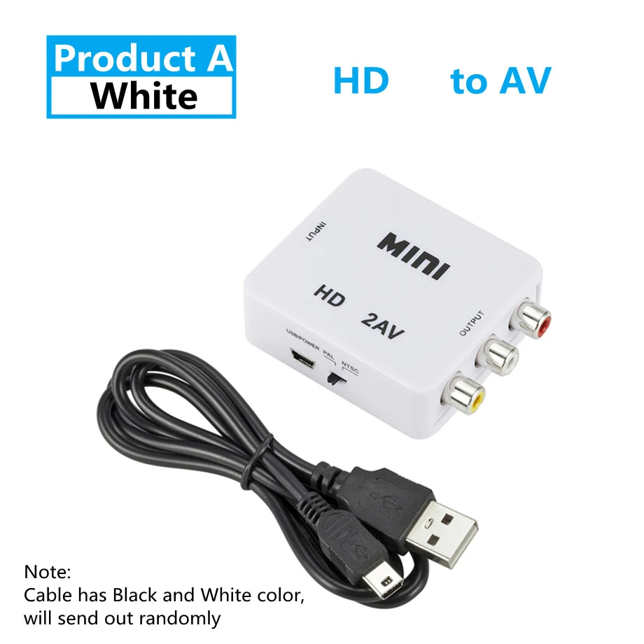 HDMI to AV Converter Adapter – Plug & Play for Game Console & Camera HDMI Signal Converter HIP HDTV2AV White No plug