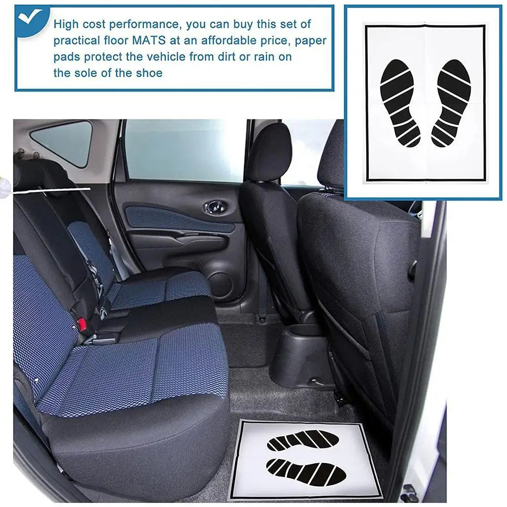 25/50/100 pcs Disposable Car Foot Mats Portable Paper Vehicle Foot Pads For Protection Disposable Car Mat Paper Anti-dirty Mat HIP