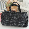 Quilted Floral Boston Travel Bag – Lightweight Large Capacity Travel Handbag HIP Black