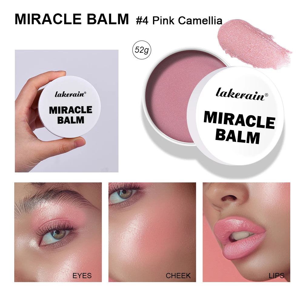 Miracle Balm Multi Glow Balm Cream Blush for Cheeks Blush Balm Face Makeup Radiant Finish Hydrating Creamy Lightweight Cosmetic HIP 4Pink Camellia