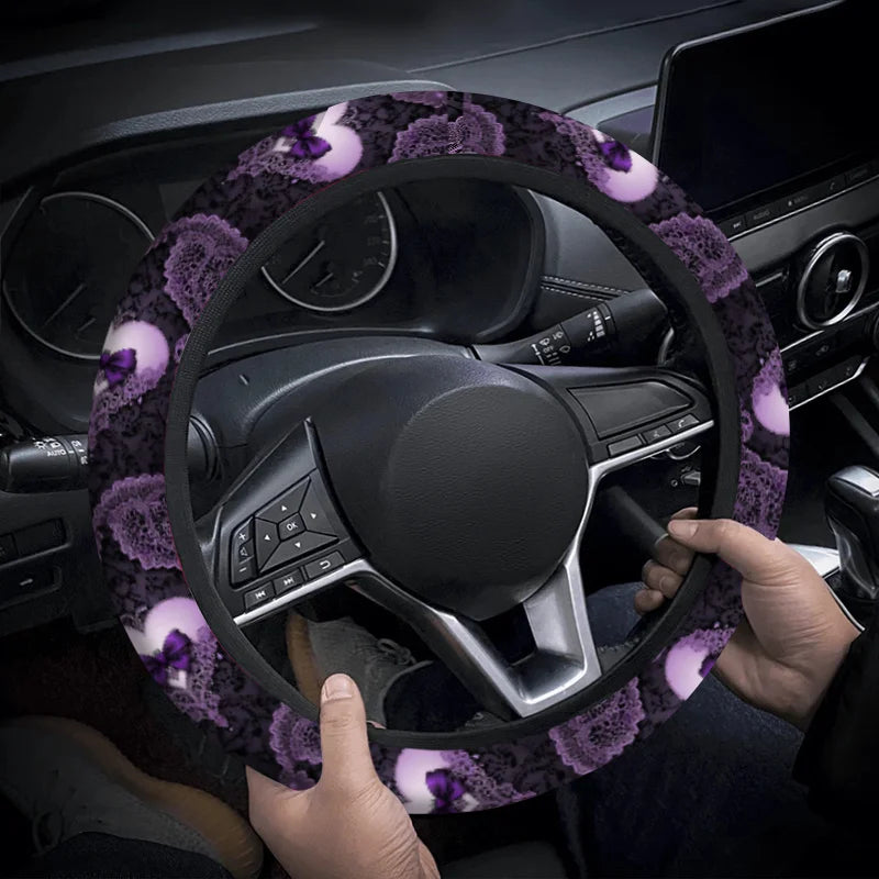 Purple Bow & Lace Steering Wheel Cover – Anti-Slip Steering Wheel Cover HIP