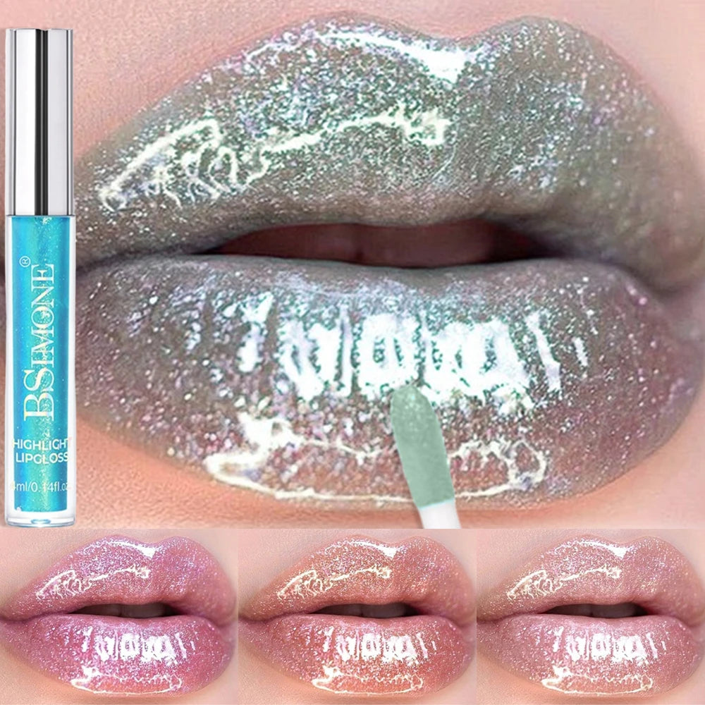 Glitter Lip Gloss Lipstick Lip Tint Moisturizing Hydrating Lasting Non-Stick Cup Waterproof Highlight Lip Glaze Plumper Makeup HIP