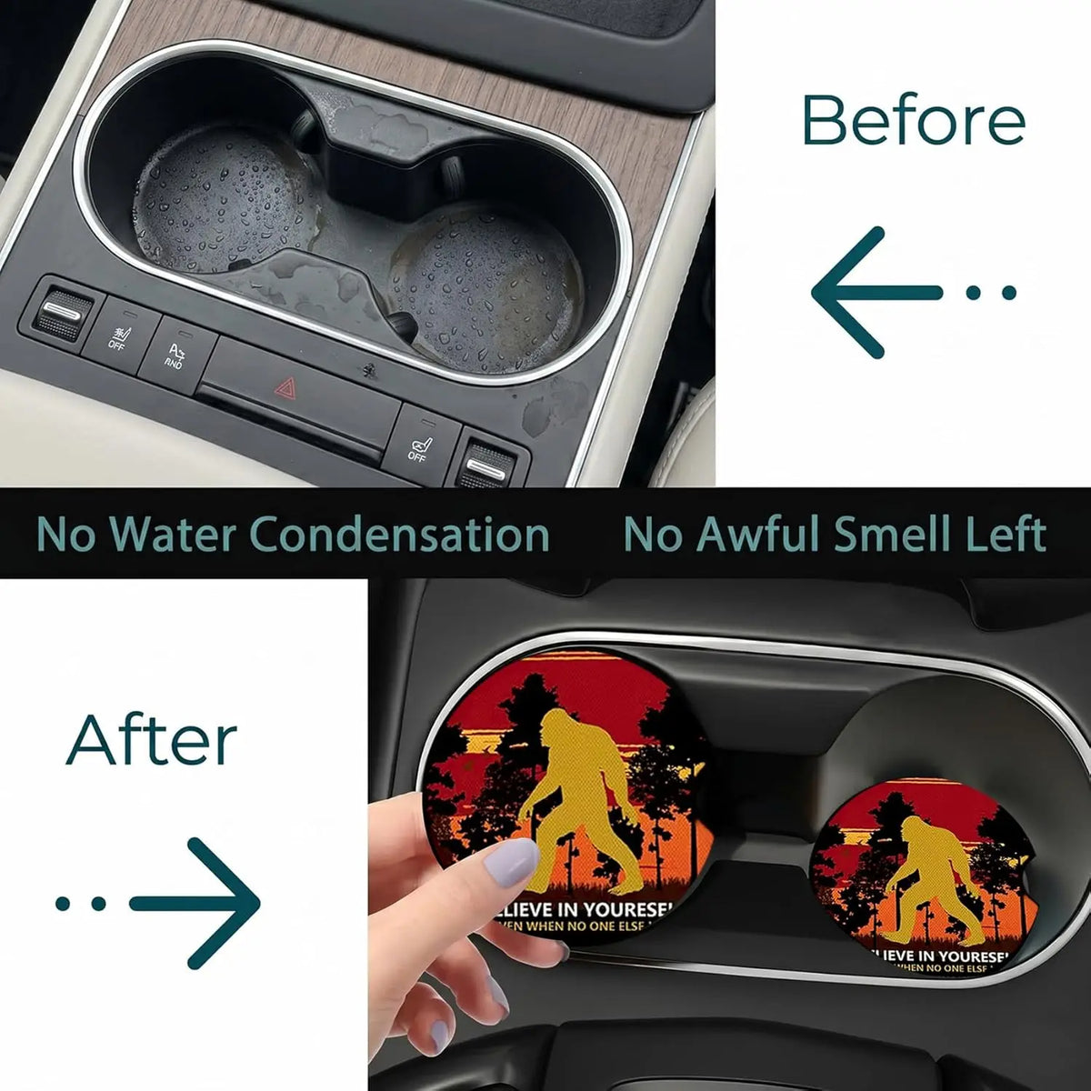 2-Pack Moon Cat Car Cup Holder Coasters – Anti-Slip Neoprene Car Cup Coasters HIP