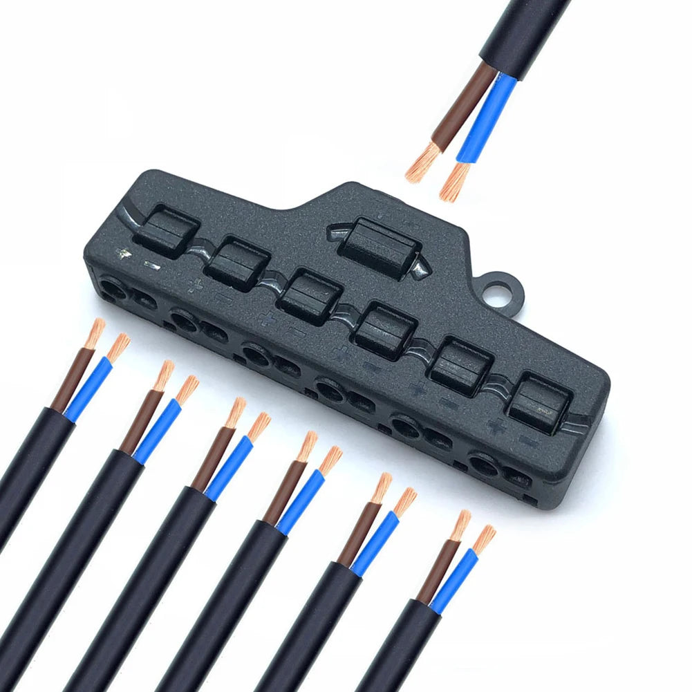 6 Ports Out Line Splitter Quick Connect Low Voltage Wire Splitter Distribution Block For Lighting Led Strip Connection Terminal HIP