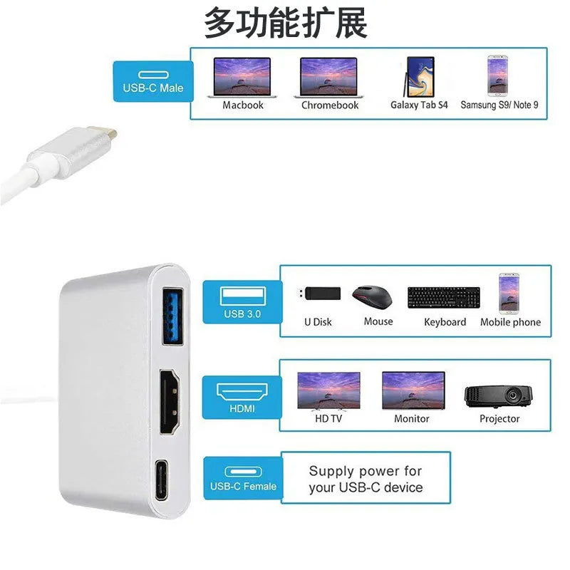 4K USB-C to HDMI Adapter – USB 3.0 Hub & 60W Charging USB-C Multiport Adapter HIP