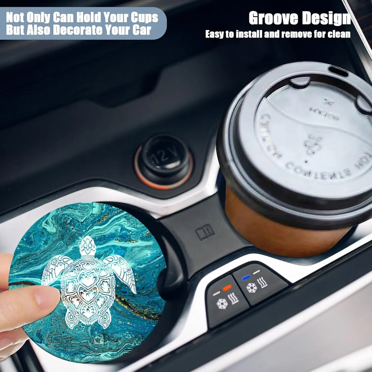 Sea Turtle Marble Absorbent Ceramic Car Cup Holder Coasters Car Cup Coaster HIP