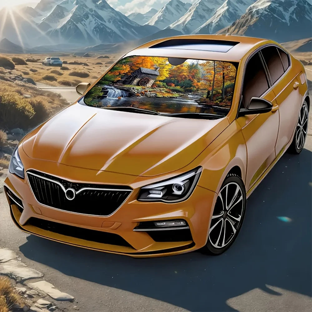 Car Windshield Sun Shade – Mountain Forest Visor Car Windshield Shade HIP