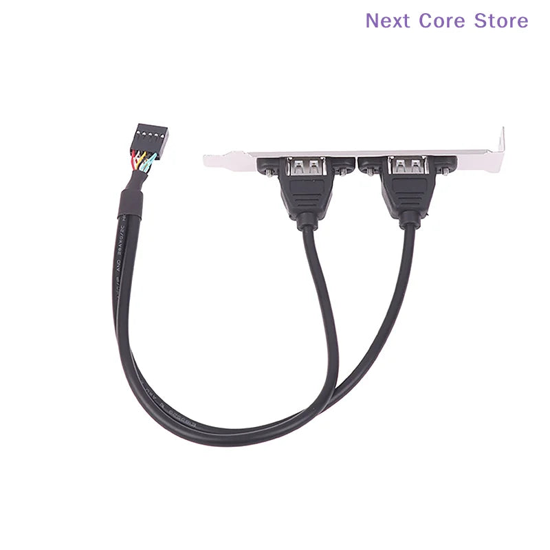 USB 2.0 to 9-Pin Motherboard Rear Panel Expansion Bracket – 2 Port USB Header Adapter HIP