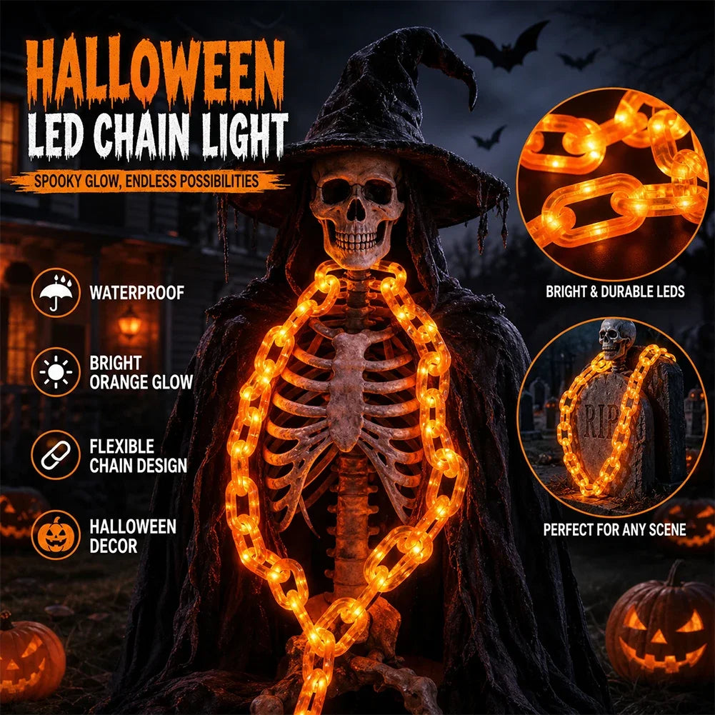 8 Modes Indoor Waterproof Skull LED Chain Light Battery Powered Spooky Halloween String Lights for Party Decor HIP