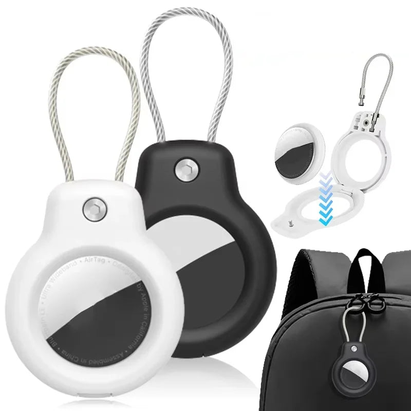 Apple AirTag Safety Lock Case with Wire Rope Keychain AirTag Security Case HIP