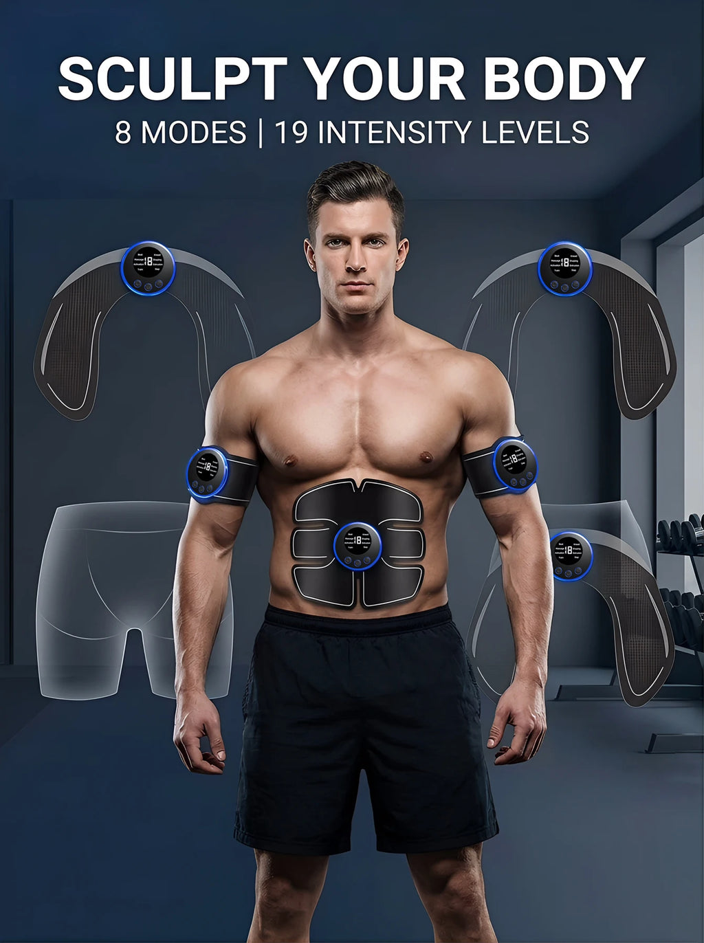 AXH Wireless EMS Ab Stimulator & Muscle Toner – Rechargeable EMS Muscle Stimulator HIP