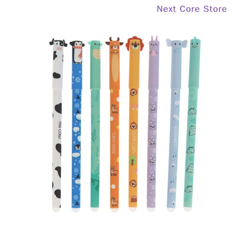 8-Pack Colorful Erasable Gel Pens – Animal Design 0.5mm Erasable Gel Pen Set HIP