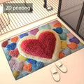 2D Plush Rainbow Heart Bath Mat – Kawaii Non-Slip Rug Bath Mat HIP 4 50x80cm-Felt