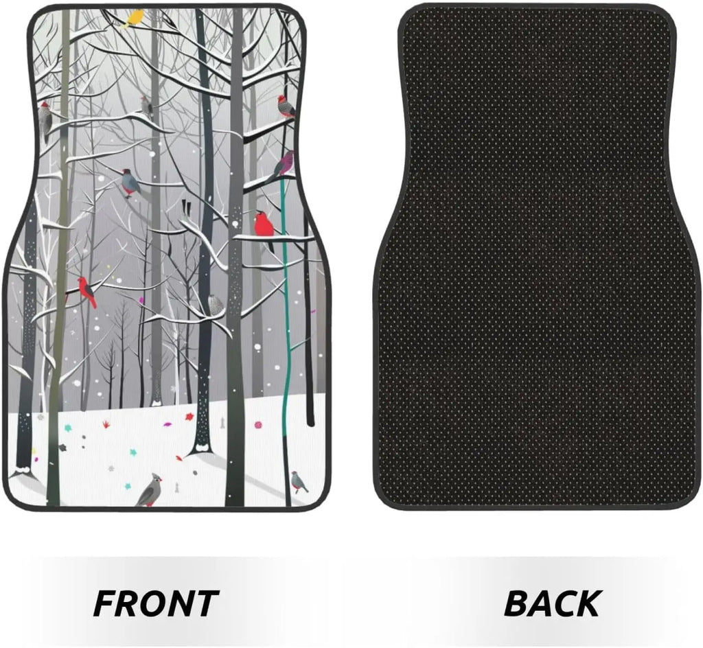 Winter Forest Birds Car Floor Mats – 4-Piece All Weather Set Car Floor Mats HIP