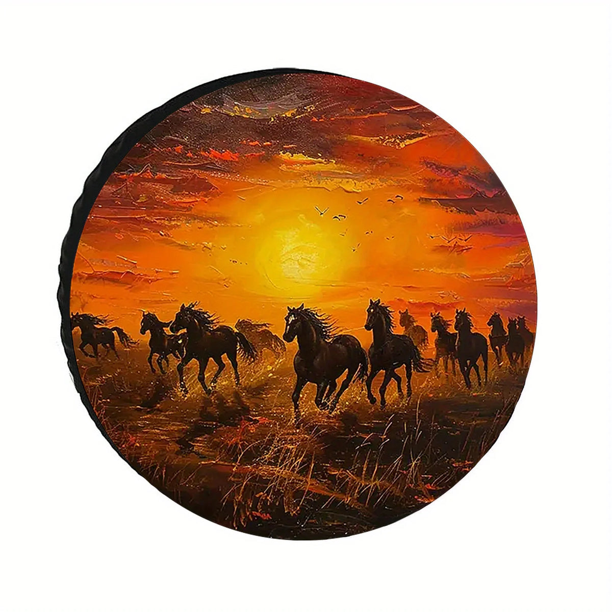 Sunset Mustangs Spare Tire Cover – Polyester, Windproof & Dustproof Spare Tire Cover HIP 1 17 in