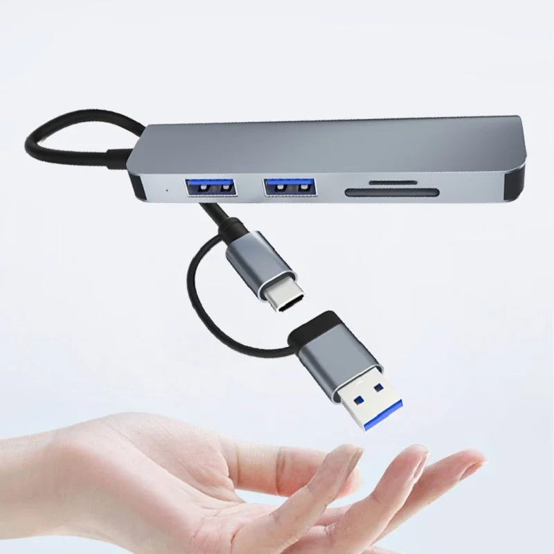 OULLX 5-in-1 USB-C Hub – USB 3.0, SD & TF Card Reader USB-C Multiport Hub HIP