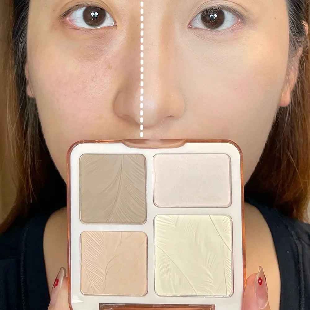 3D Facial Contouring Bronzer Brightening Matte Highlights Palettes 4-colors Eye Shadow Nose Powder Beige Whirlpool Makeup Plate HIP
