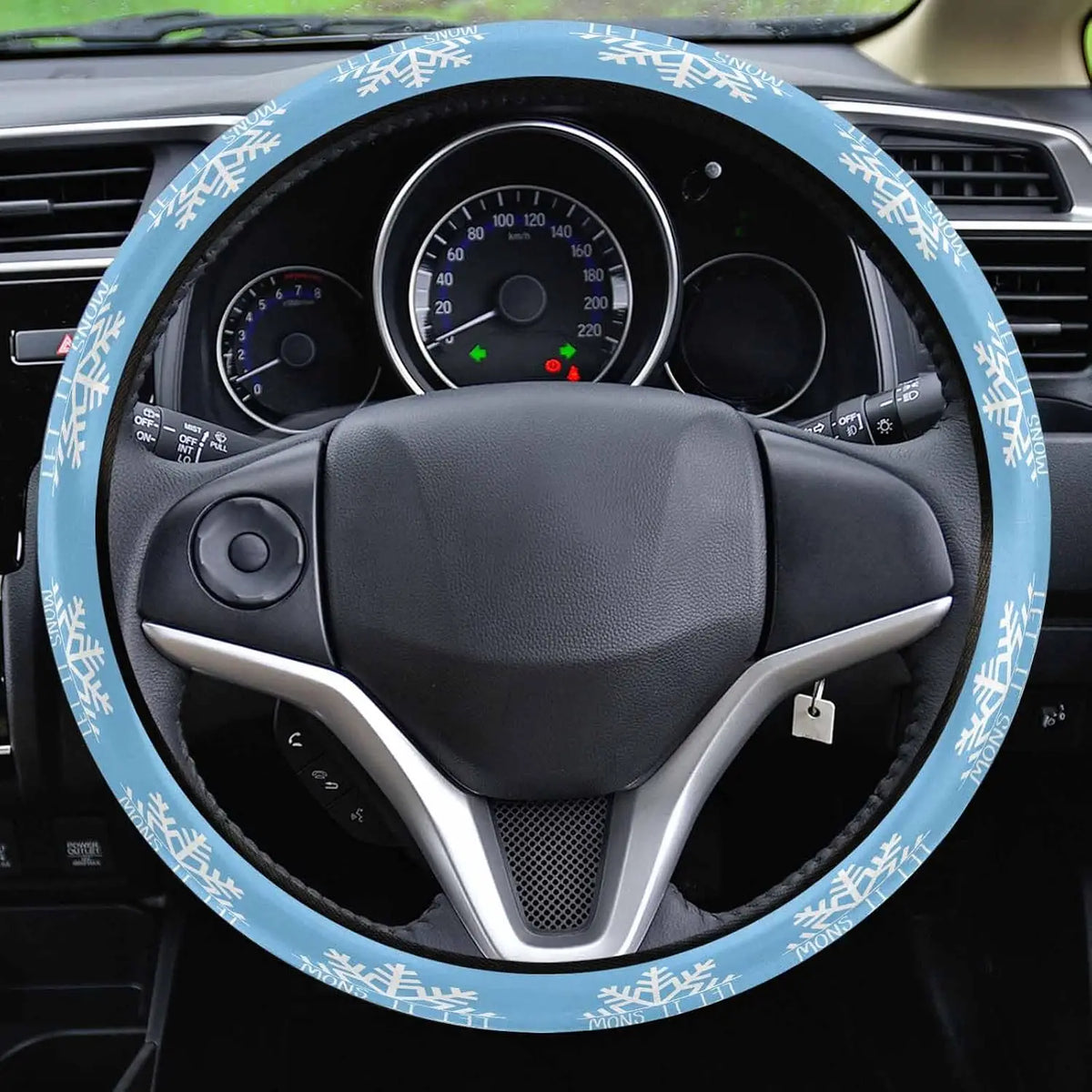Christmas Snowflake Steering Wheel Cover – Blue Winter Design Steering Wheel Cover HIP