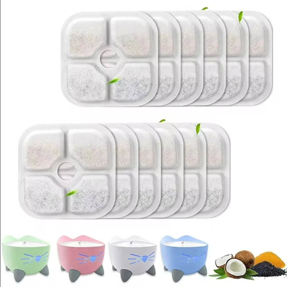 6-24pcs Pet Water Fountain Replacement Filters Cat Water Drinking Fountain Triple Filtration System for PIXI Water Dispenser HIP