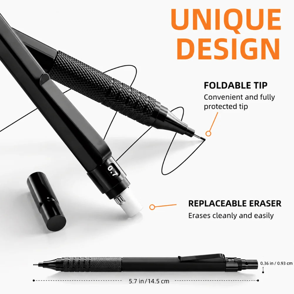 0.5mm & 0.7mm Full Metal Mechanical Pencil Set – HB Gift Mechanical Pencil Set HIP