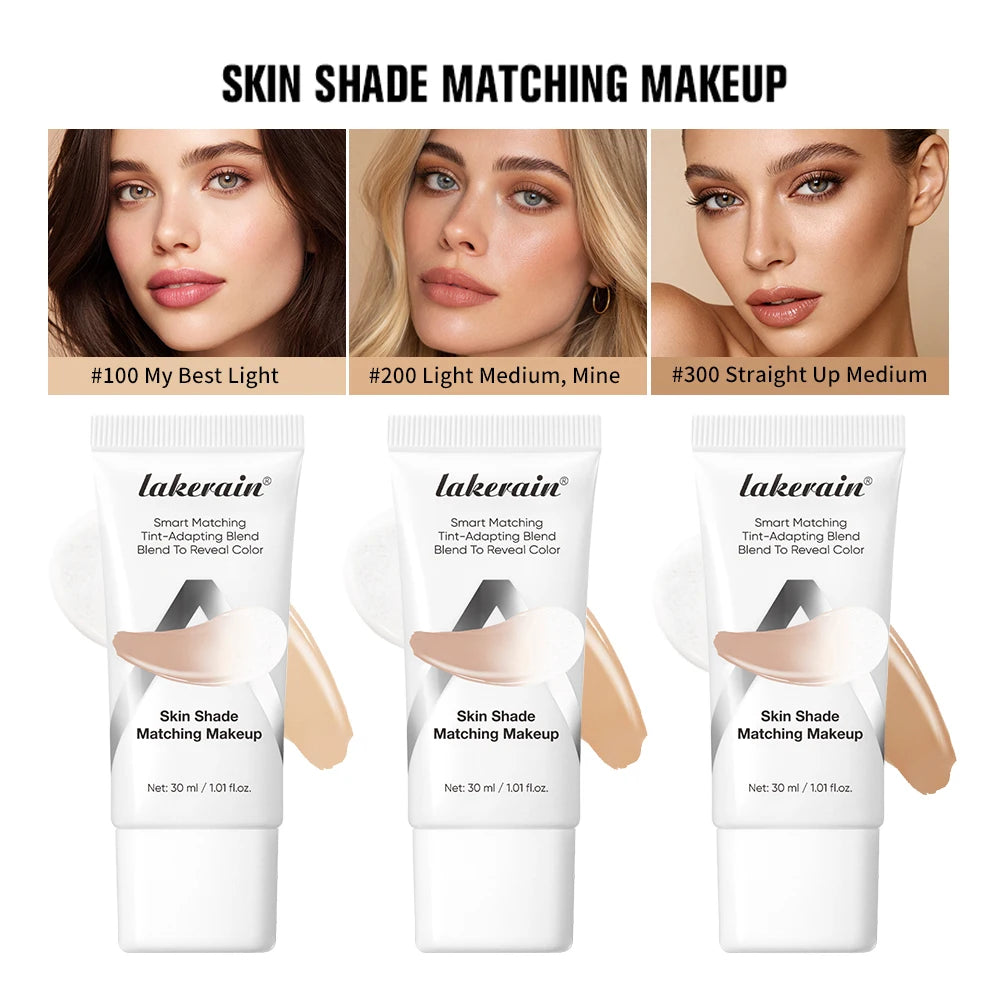 Lakerain Color Changing Liquid Foundation Coverage Skin Shade Matching Makeup SPF15 Moisturizing Even Toning Natural Makeup HIP