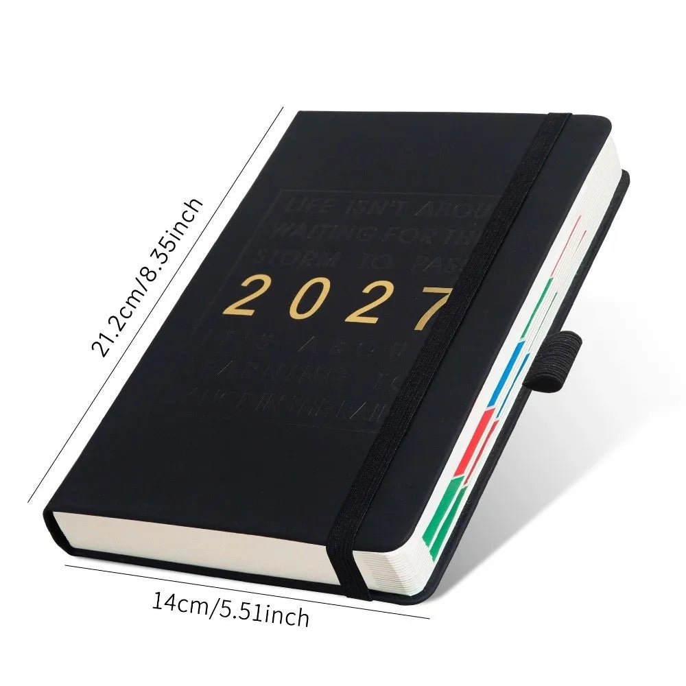 A5 2027 Daily Planner – 365-Day Schedule Book & Calendar Daily Planner Notebook HIP Black