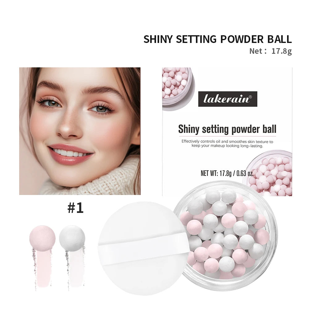 Pearl Ball Setting Powder Ball Face Ball Powder Matte Translucent Setting Powder Cosmetics Oil-control Velvety Lasting Makeup HIP white1
