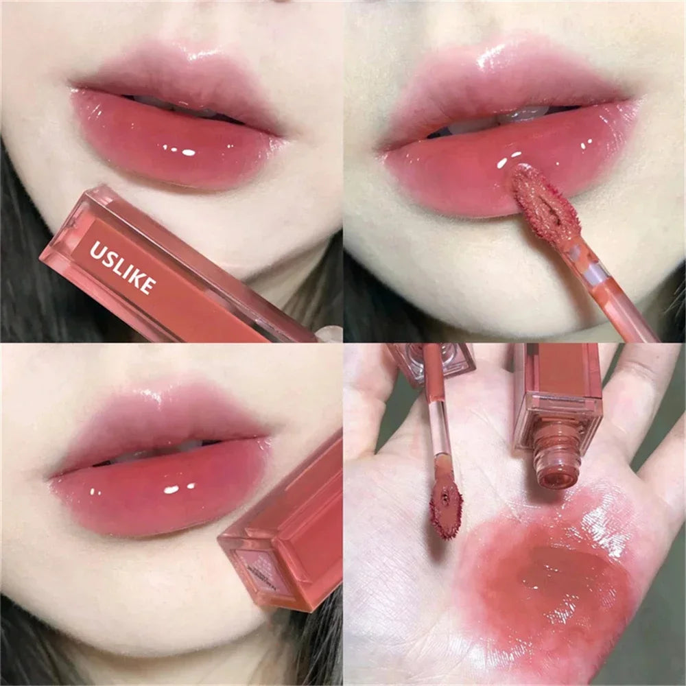 Cute Mirror Lipstick Makeup Moisturizing Texture Waterproof Long Lasting Sweat Resistant Rich Color Silky Lip Glaze Lip Tint HIP 01