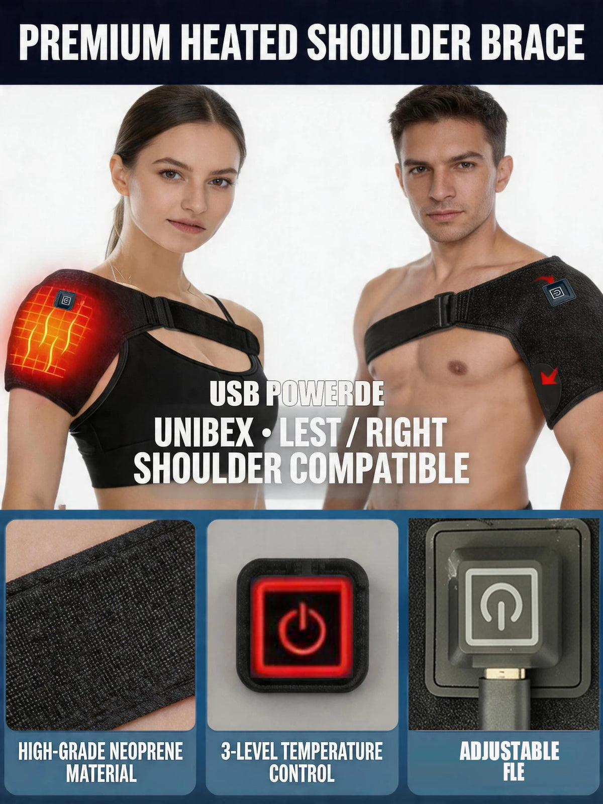 Wearable Heated Shoulder & Neck Massager – 3 Heat Levels Heated Shoulder Massager HIP