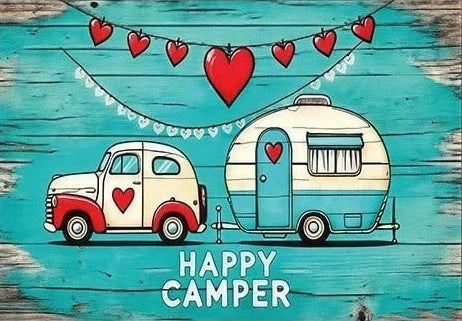 Happy Camper Retro RV Non-Slip Washable Door Mat Rug Door Mat Rug HIP 1 50x80cm-Felt