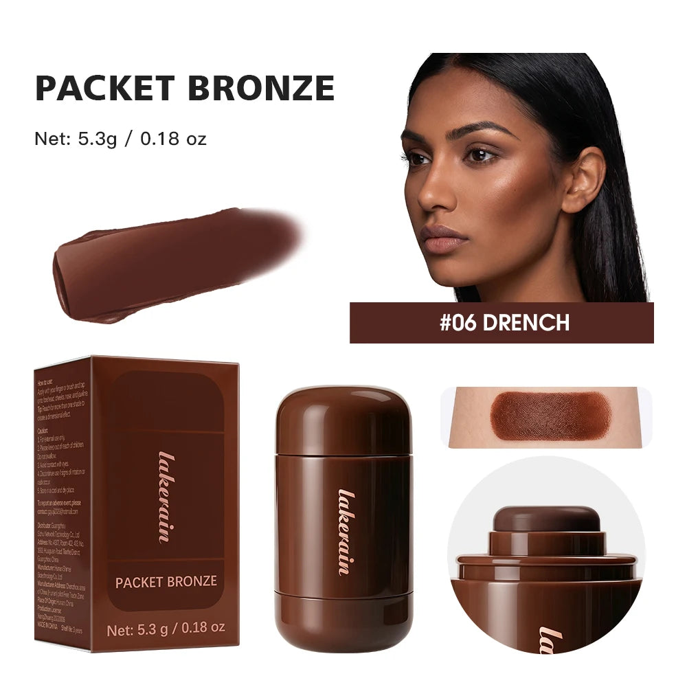 Contour Stick Packet Bronzer Cream Stick Blush & Bronzer with Highlight Brush Long-Lasting Makeup For 3D Face Contour HIP 6drench