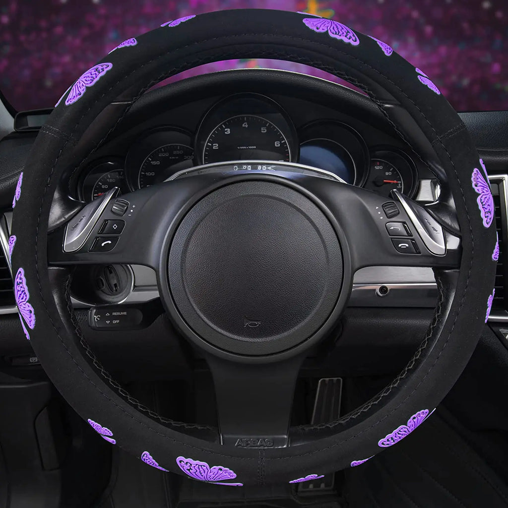 Purple Butterfly Steering Wheel Cover – Universal 15" Fit Steering Wheel Cover HIP