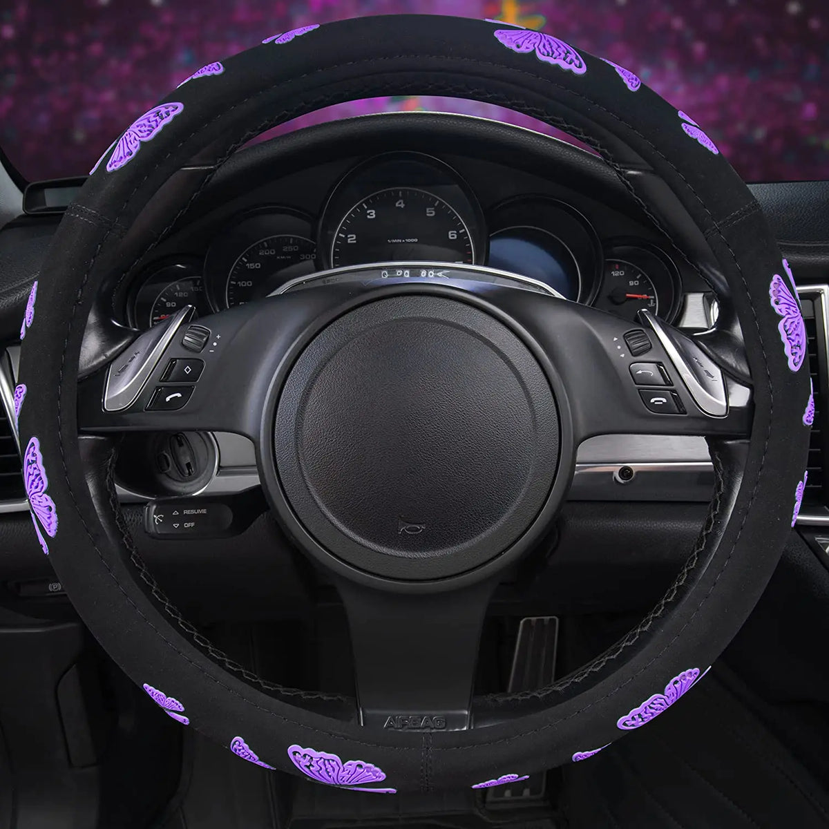 Purple Butterfly Steering Wheel Cover – Universal 15" Fit Steering Wheel Cover HIP