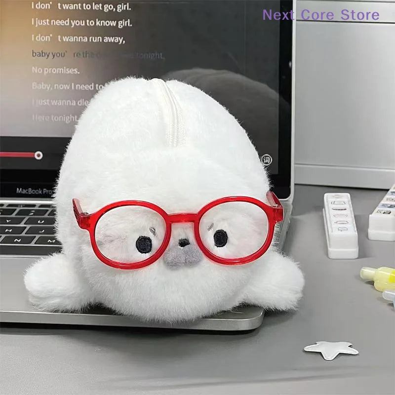 Cute Plush Seal Pencil Case – Large Capacity Stationery Bag Plush Pencil Case HIP