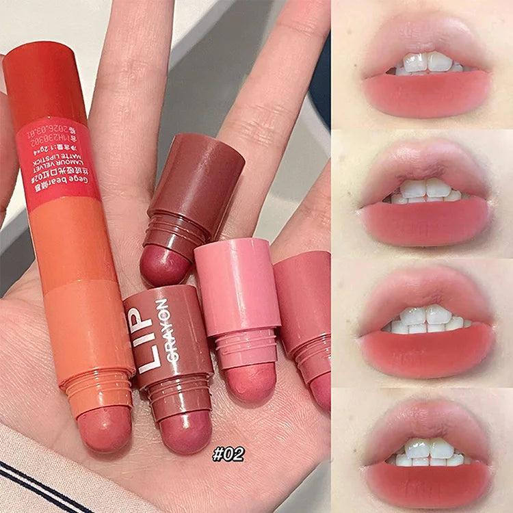 Gege Bear 4-in-1 Velvet Matte Crayon Lipstick – Long Wear Matte Crayon Lipstick HIP Red GX1068-02