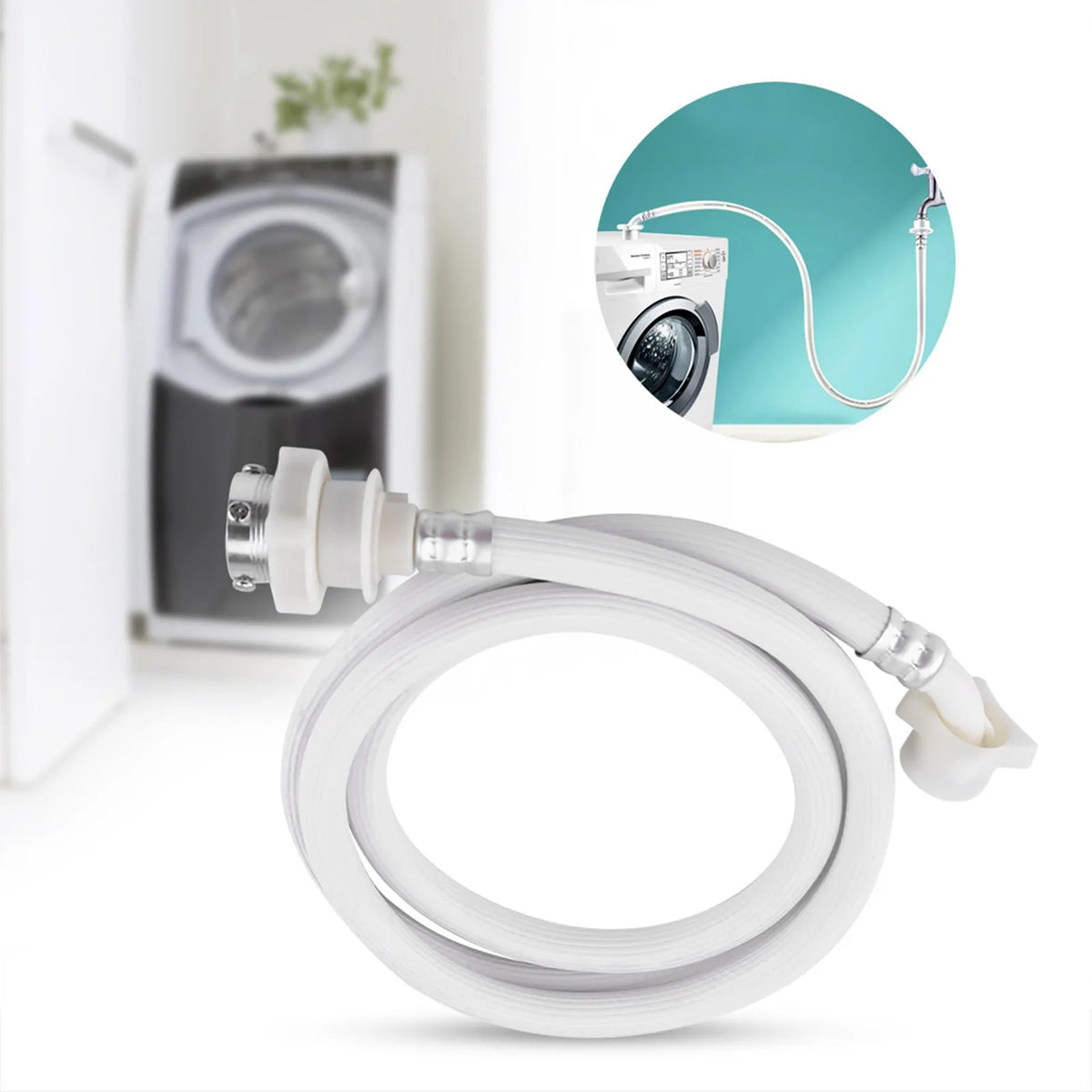 Inlet Hose Washing Machine Water Inlet Hose Washing Machine Water Inlet Hose Washer Pipe Tube Connector White Color Long Length HIP