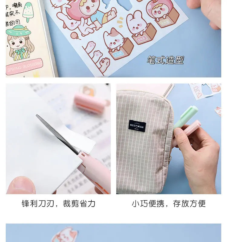 Mini 2-in-1 Pen Scissors & Paper Cutter – Portable DIY Tool Portable Craft Cutter HIP