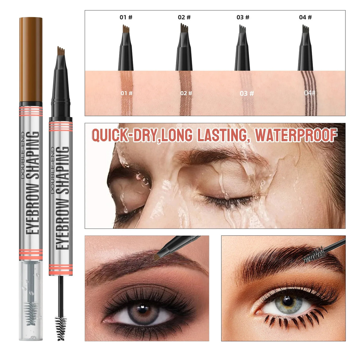 Hellokiss 2-in-1 Double-End Liquid Eyebrow Pencil – 4-Tip Liquid Eyebrow Pencil HIP