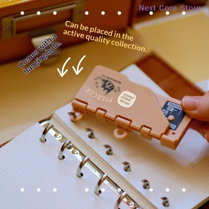 Portable 3-Hole 4mm Punch for M5/A7 Loose Leaf Notebooks Mini Hole Punch HIP