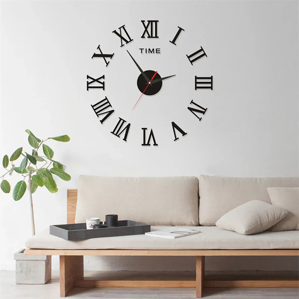 Frameless Acrylic Sticker DIY Roman Numerals Wall Clock Silent 40cm/90cm Clock For Bedroom Living Room Office Decoration Gift HIP