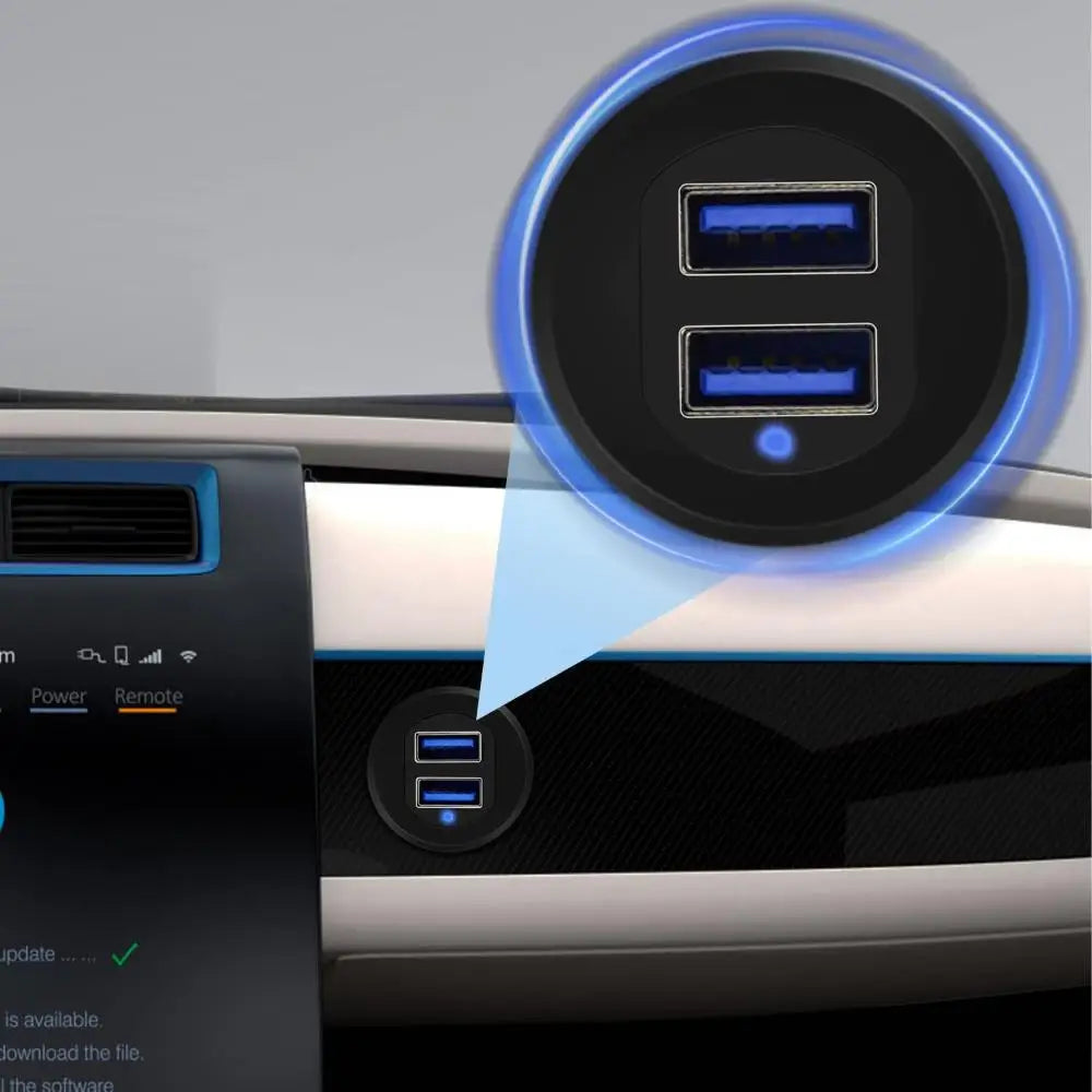 Dual Port USB 3.0 Flush Mount Dashboard Cable – LED & Waterproof USB Extension Cable HIP