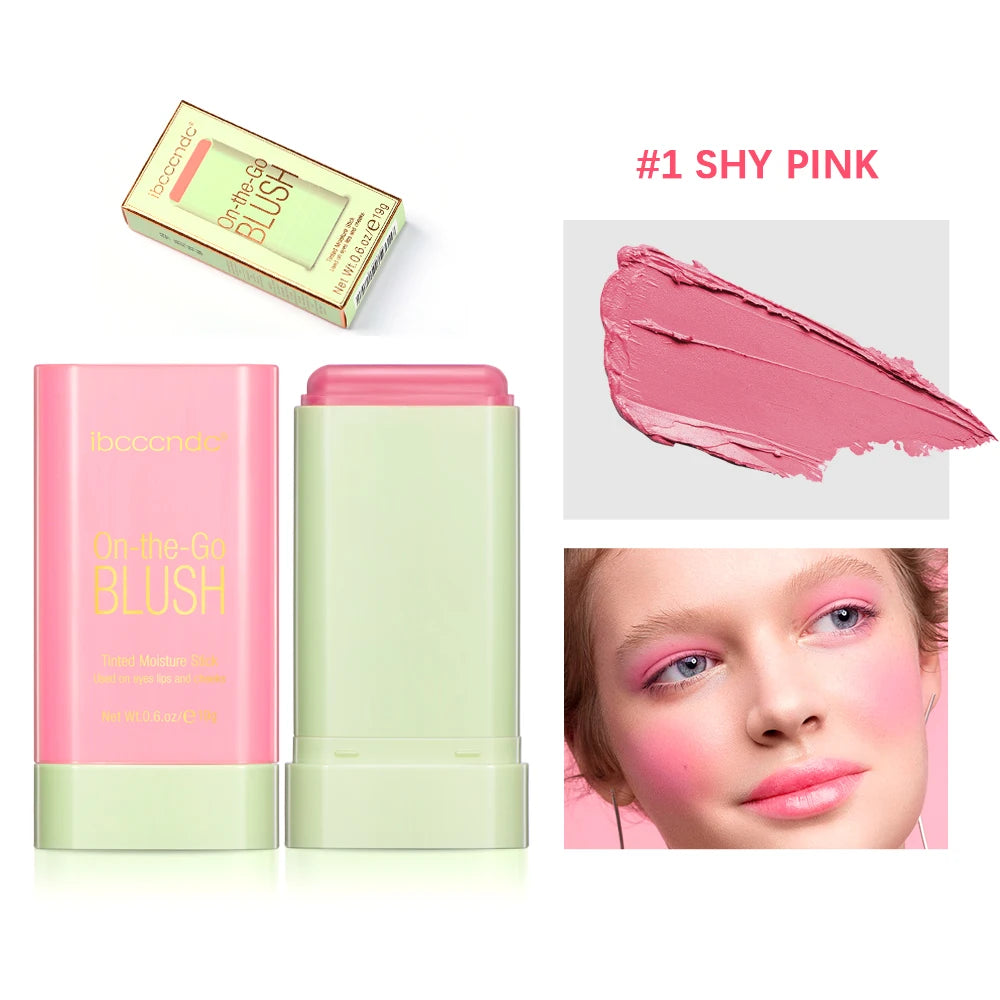 ibcccndc Rotating Blush Cream Tinted Moisture Stick Naturally Long-lasting Moisturizing Waterproof And Non-Removing Orange Blush HIP shy pink