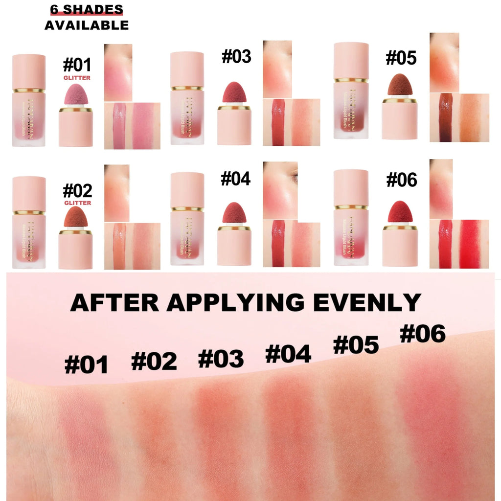 HANDAIYAN Velvet Liquid Blush – Matte Long-Lasting Cheek Color Liquid Blush HIP