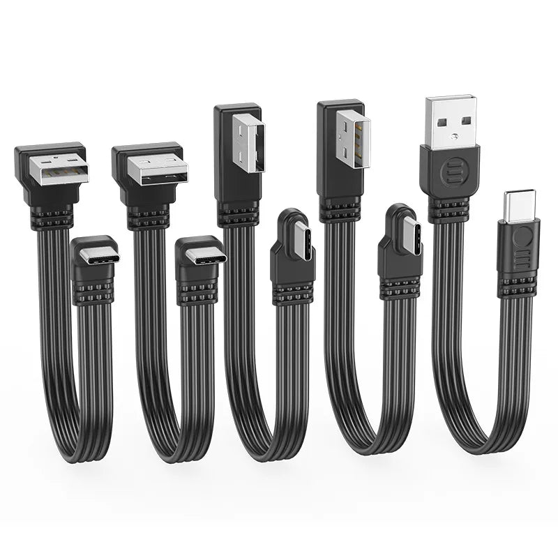 USB-A to USB-C Angled Flat Cable – 2A Charging & Data Sync USB-C Angled Cable HIP