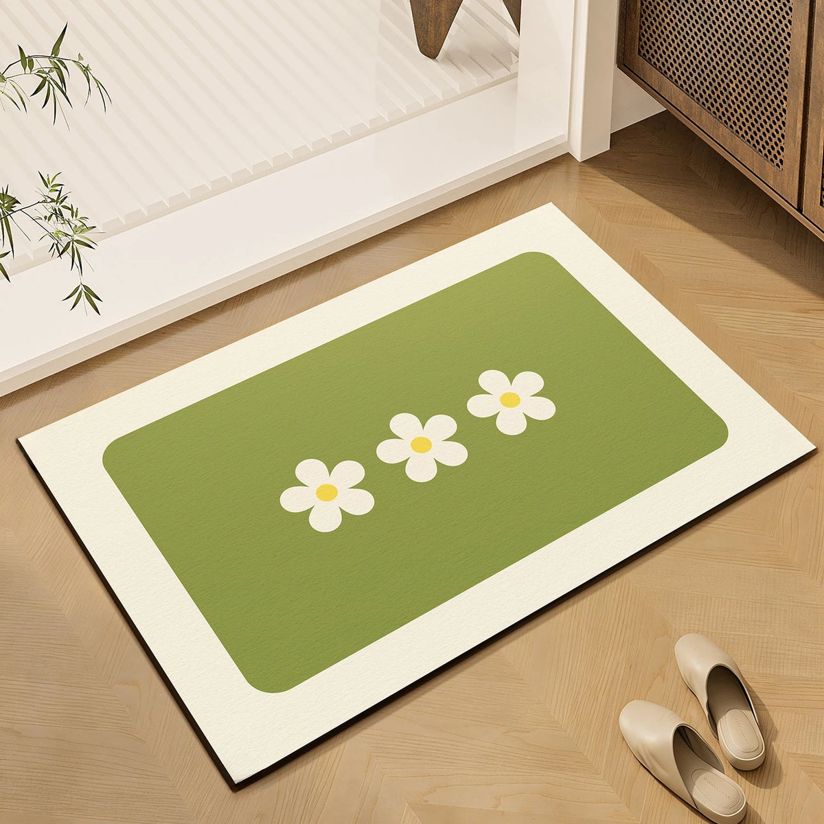 "Enjoy Life" Floral Non-Slip Doormat – Entryway & Bath Mat Non-Slip Doormat HIP 2 40x60cm-Felt