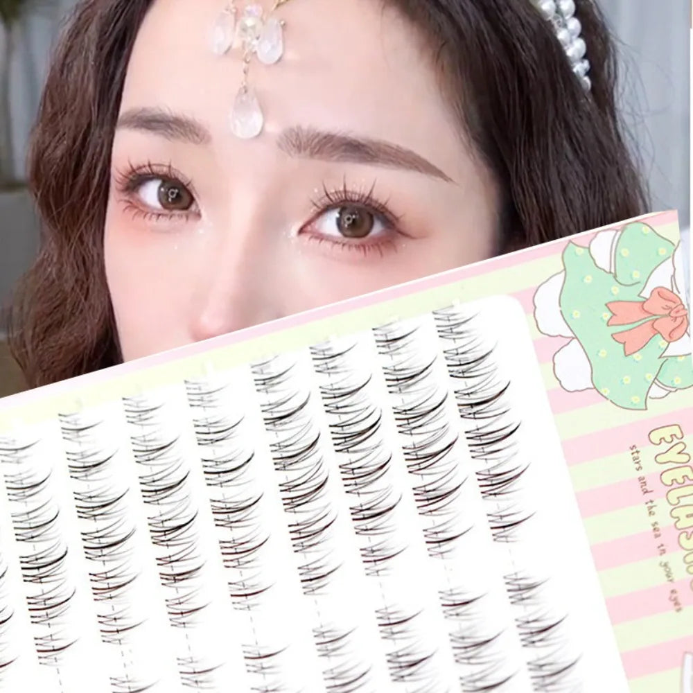 Large Capacity Segmented Lashes Transparent Black Band Sunflower False Eyelashes Natural Soft Fairy Style for Effortless Volume HIP