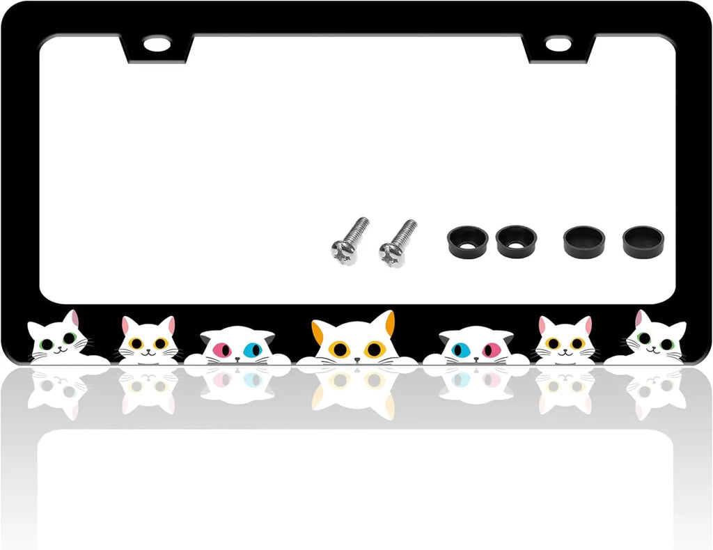 Cute Cat License Plate Frame – Cartoon Cat Head Car Tag Holder License Plate Frame HIP 1