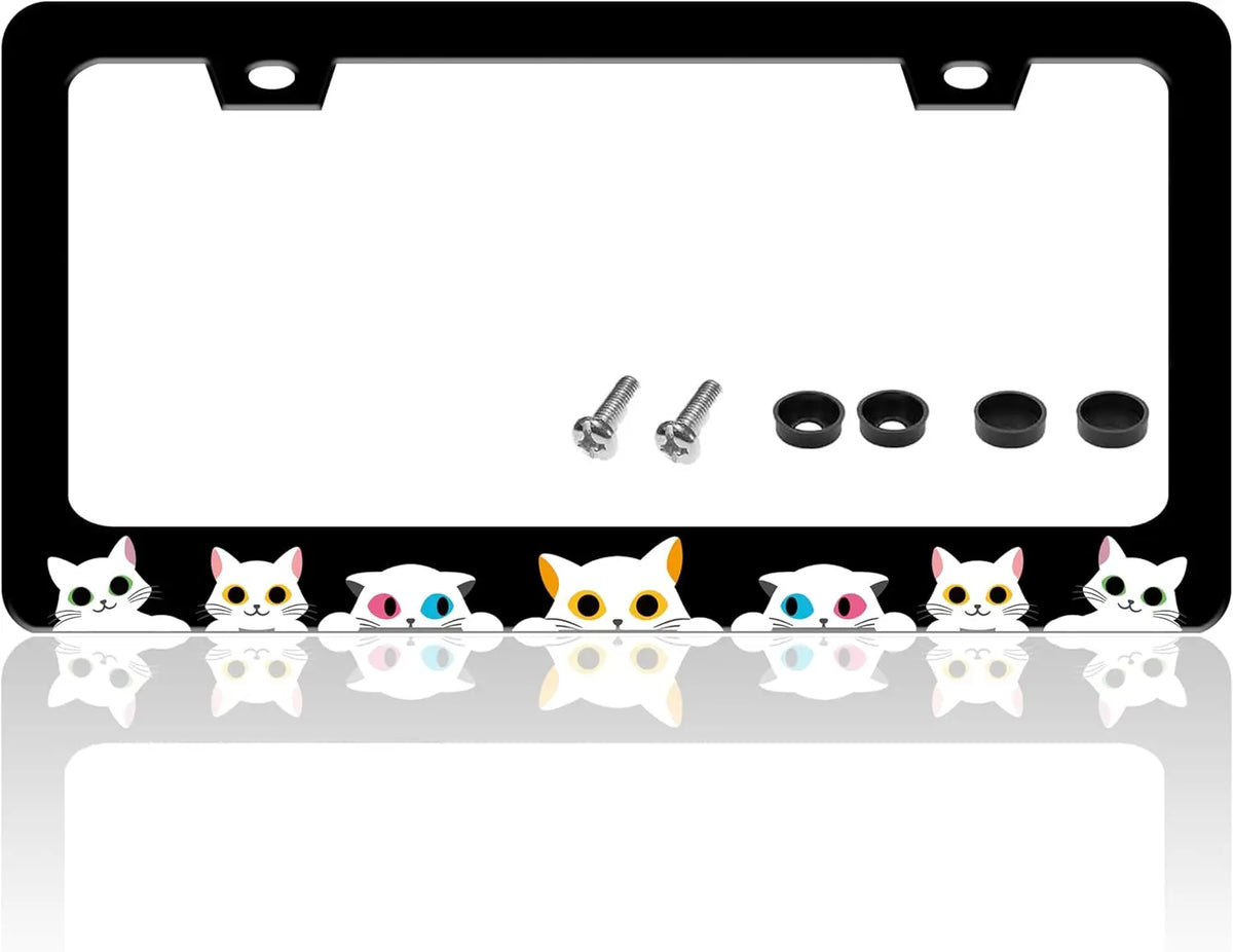 Cute Cat License Plate Frame – Cartoon Cat Head Car Tag Holder License Plate Frame HIP 1