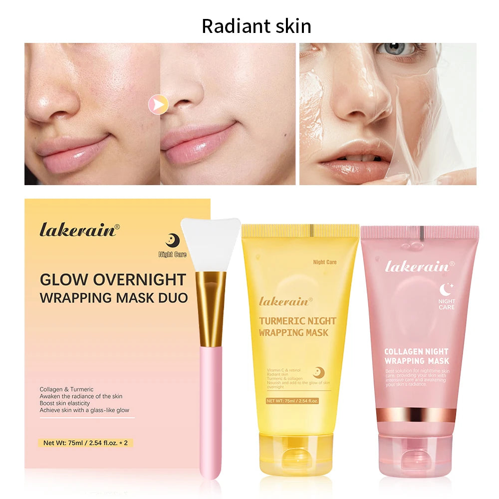 Collagen Peel-off Mask Jelly Night Wrapping Facial Mud Firming mask Daily Face Skincare Deep Cleaning Skin-Peeling Off Covers HIP 1set