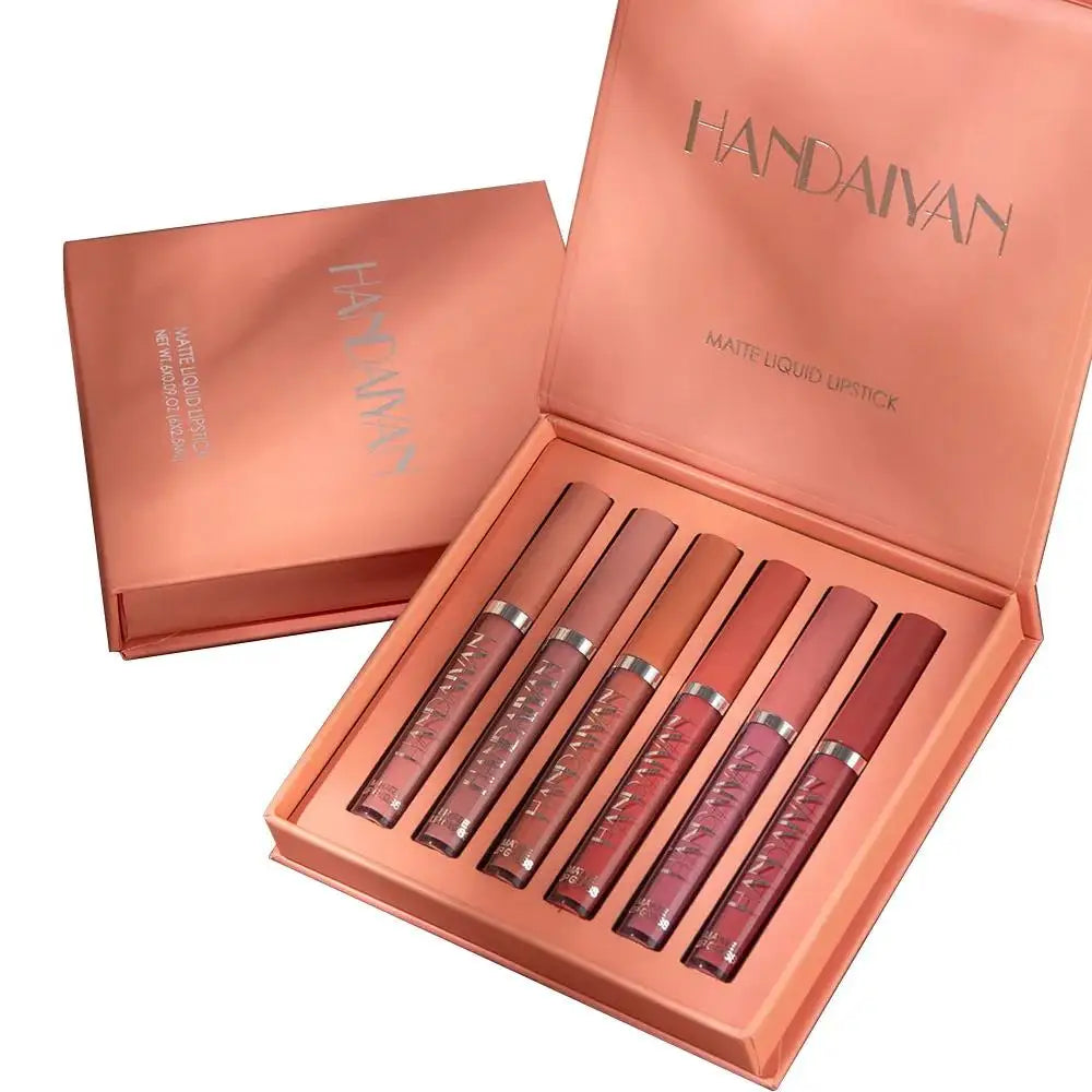 HANDAIYAN 6-Shade Matte Liquid Lipstick Set – Waterproof Liquid Lipstick Set HIP